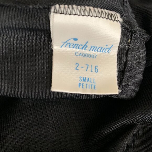 Vintage 90s Y2K French Maid Black Silky Satin Lace Boho Chic Half Slip Skirt - Picture 8 of 14